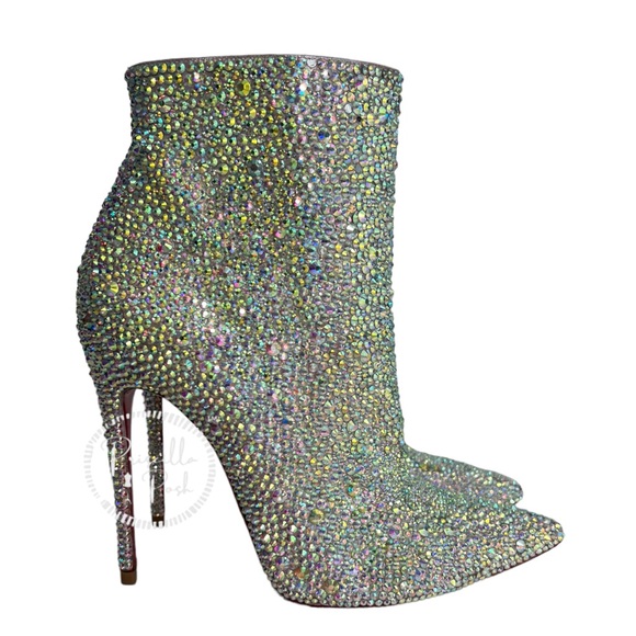 Christian Louboutin So Kate White Custom Strass Crystal Boots Booties Swavorski - Picture 6 of 17